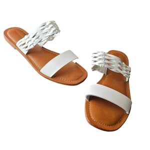 Maurices Women's White Hayden Weave Strap Sandal Size 8